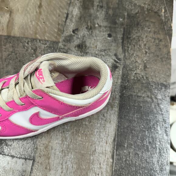 New Nike Dunk Low TD Size 10c Toddler Baby Fuchsia White FB9107-102 - Picture 4 of 16